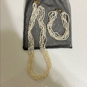 Elegant Sea Pearl Necklace and Bracelet Set